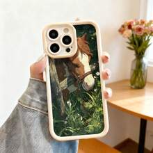 Cubierta de telefono con borde negro diseño de caballo en prado verde para iPhone 14 Pro Max protector elegante para uso diario y viajes - Blanco - Ver 7