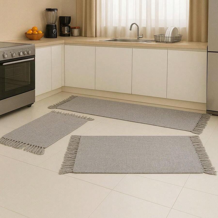 Kitchen Runner Rug Set, 3 Pieces - Açık gri - Görünüm 1