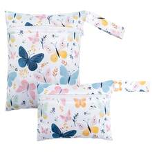 Bolsa impermeável reutilizável para roupas de banho, viagens, praia, piscina, banho, fraldas, roupas de ginástica e ioga sujas, artigos de higiene pessoal e para guardar itens na creche. Possui um bolso com zíper (tamanhos P e M).