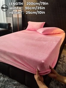 1件纯色水晶绒床单，床上用品，床垫保护套，床罩，柔软家纺，透气防起球床垫垫，柔软亲肤，多种颜色可选，家居装饰，柔软舒适的卧室床上用品，时尚床垫罩 - 彩色 - 查看 107