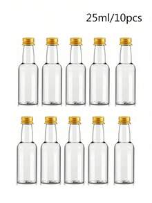 1/2/5/10pcs Mini Liquor Bottles,0.83oz 1.7oz 3.3oz Plastic Empty Miniature Bottle With Golden Cover Screw Caps, Small Shot Bottles, Drink Containers Wine Bottles Reusable Empty Spirit Bottle Juice Bottles Alcohol Bottles Sauce Bottles, Available In A Variety Of Colors And Sizes, For Weddings Parties, Christmas Day Party Supplies Perfect For Bathroom Travel, Outdoor Camping, Wedding Parties And Business Travel, Easy To Carry - Nhiều màu - Xem 14