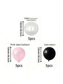 57/112pc Black And Pink Bow Balloon Set Includes Clear Bubble Balls, Black And White Bows, And Glue. It's An Essential Decoration For Various Celebrations, Suitable For Birthday Parties, Anniversaries, Wedding Decorations, Valentine's Day Gifts, Mother's Day Gifts, And New Year's Gifts. It's Also A Great Room Backdrop Decoration. - Black and White - View 7