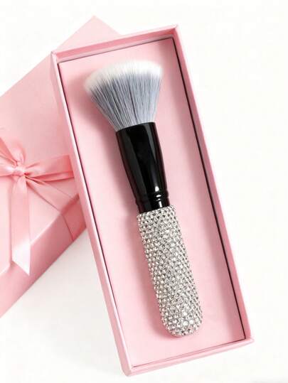 Princess Rose 1支镶钻黑色铝管奢华高端双层腮红刷，刷毛柔软，易于上妆，便携，新手友好，旅行必备