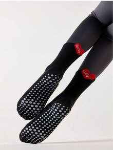 1/4 双装多色女士普拉提防滑瑜伽袜，普拉提粘性袜，荷叶边爱心图案，抓地力强，压缩袜，适用于舞蹈、健身、芭蕾、健身房、哺乳期，成人/女士圣诞礼物 - 彩色 - 查看 9