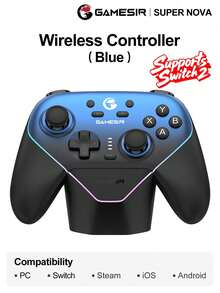 GameSir Super Nova PC Game Controller, Compatible With Switch 2 Controllers, Supports Wireless Switch OLED Lite, Steam, Windows 10/11, IOS, Android Phones, Features Hall Effect Joysticks, Dual-Stage Hall Effect Analog Triggers, 1000Hz Polling Rate, Magnetic Detachable Faceplate, Customizable RGB Lighting, Two Rear Buttons - Super Nova - View 14