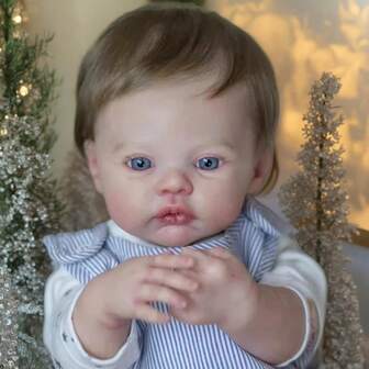 Muñeca Reborn de 18 pulgadas de vinilo realista de pradera, hecha a mano, con Body de silicona completo y cabello implantado, juguete de compañía coleccionable, regalo de cumpleaños o Navidad, incluye biberón, chupete y pañal de estilo aleatorio