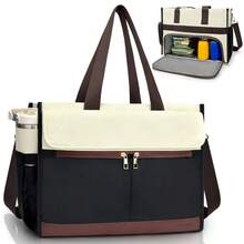 Bolsa de almuerzo para mujeres con compartimento para portátil de 15.6", bolsa de tote aislada, bolsa de tote impermeable de trabajo con bolsillos laterales de 40 oz, bolsa de regreso a la escuela, bolsa de accesorios escolares, bolsa refrigeradora, accesorios de picnic, lonchera escolar