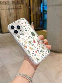 Phone Phone 17 Pro CaseNavidad Acebo, Bastón de Caramelo, Patrón Nuevo Teléfono (12-17) Pro Glitter Cubierta a prueba de golpes, Simple Transparente, Lujo Ligero - Multicolor - Ver 4