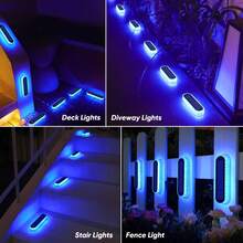 1/2/4/6 Juego de luces lineales para el suelo, luz azul, IP68 resistente al agua, adecuado para jardín, escaleras, garaje, valla, camino, patio, plataforma, muelle y otros lugares al aire libre