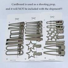 24个/套 女士银色星星云朵可爱时尚发夹，适合短发日常佩戴，女士配饰，头部配饰，发卡 - 銀色 - 查看 2