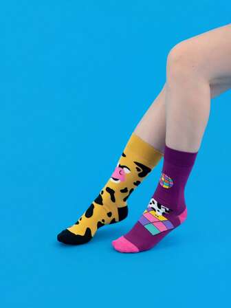 创意奶牛迪斯科中筒袜设计