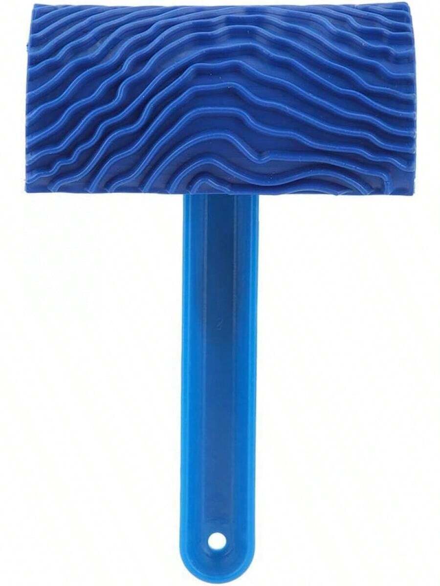 Rodillo de Pintura de Goma Azul con Efecto de Grano de con Mango Herramienta de decoración de Pared DIY - 1 - Ver 1