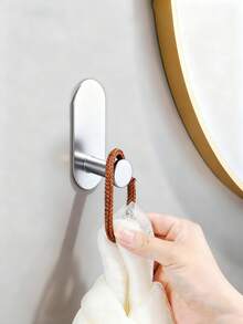 4pcs/set Estantes adhesivos para toallas para pared de baño, soporte para toallas para cocina, baño y lavandería de acero inoxidable, anillo para toallas de mano, soporte para paños de cocina sin taladrar, colgadores de toallas de gran resistencia, barra para toallas de mano/rostro, ganchos - Plateado - Ver 8