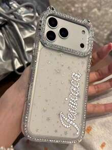 [Customized] Personalized Glitter Luxury Customized Rhinestone Name Star Cat Ears Phone Case Compatible With IPhone 17 Pro Max 17 Pro 16 15 14 13 12 11 Pro Max 16 15 Plus