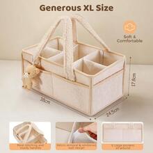 ZERIFAM Baby Diaper Caddy Organizer Baby Caddy Organizer For Changing Table Portable Newborn Shower Basket Gifts Storage Changing Wipes Bag Car Nursery Infant Boy Or Girl Baby White