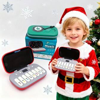 7-läges Rhythm Master musikspelmaskin, Break-Out-fodral, bärbart fickpiano, pedagogisk elektronisk pianoleksak, idealisk födelsedagspresent