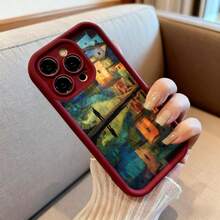 Cubierta de telefono para iPhone 14 Pro Max negra con estampado artistico de paisaje urbano reflejado en agua diseño moderno y elegante ideal para uso diario y estilo urbano - Negro - Ver 6
