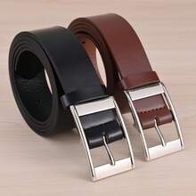 2pcs Rectangular Women's Belts, Wide On Both Ends, Minimalist Versatile Fashion PU Leather Belts, Plus Size Coffee And Black Color Set - Black + Brown (2 Pieces) - View 8