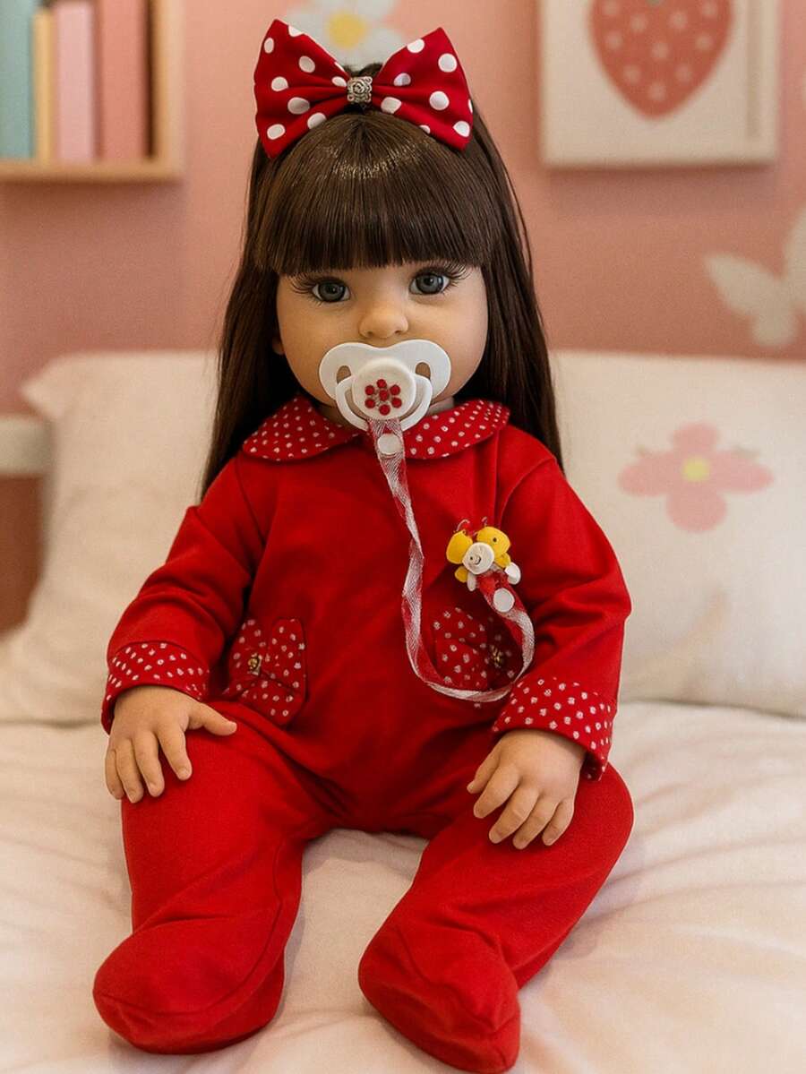 Reborn Baby Girl Doll With Accessories + Documents - 紅色 - 查看 1