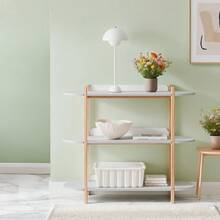 SoBuy Bookshelf Multifunctional Shelf Standing Shelf With 2 Shelves Coffee Table Sideboard Grey And Natural WHT Approx. 100x88x33cm HSTR01-H-HG