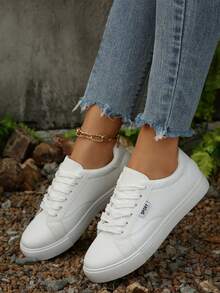 2025 Tênis Casuais de Primavera/Outono com Cadarço para Meninas Adolescentes, Sapatos Esportivos Versáteis para Estudantes