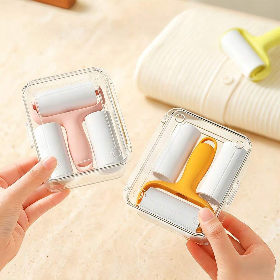 Mini Lint Roller, Tear-Off Type, Household Replacement Cleaning Small Portable Roller Brush, High Viscosity Clothes Paper Rolls,Remove Animal Hair Stuck To Your Clothes - 彩色 - 查看 1