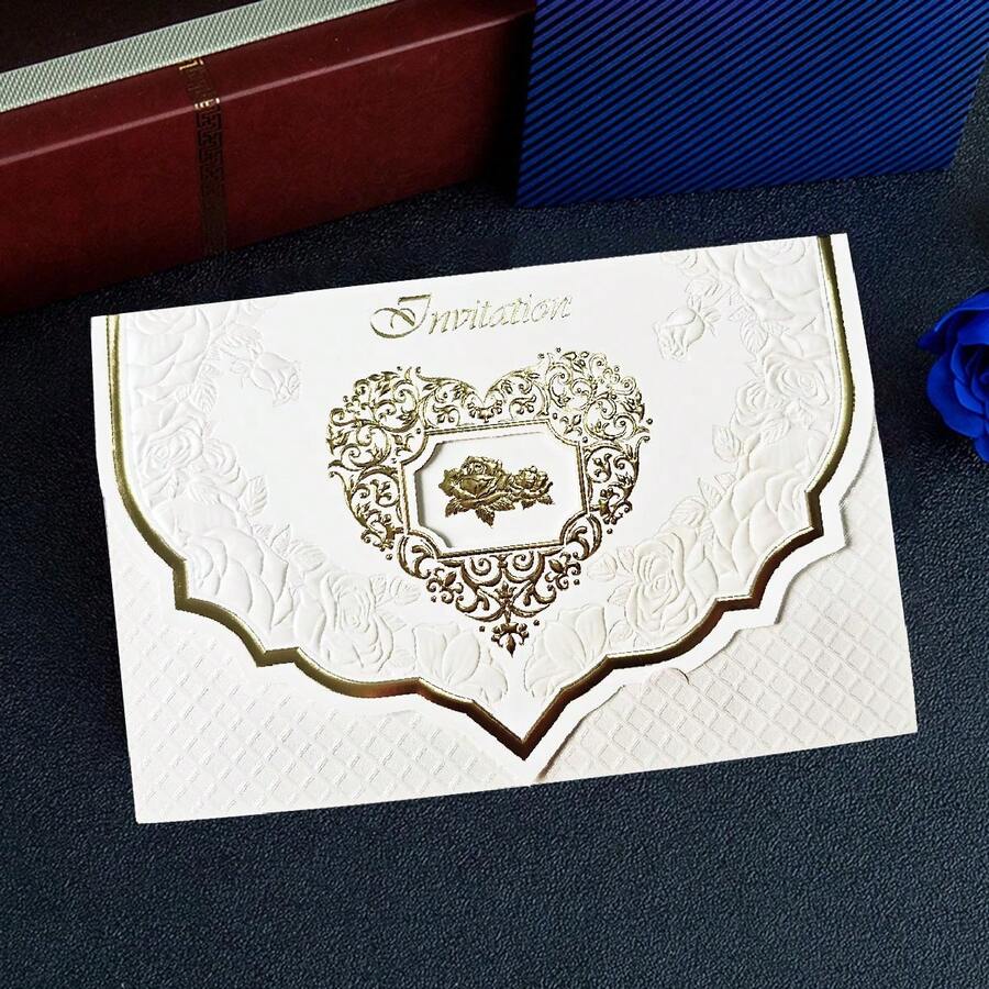 1/5/10 st utsökt glitterinbjudningsbrev, exklusivt kärleksinbjudningsbrev, förgyllt personligt glitterhälsningskort, lämplig för bröllopsdagar, brudfester, förlovningsfester och inbjudningar till årsdagsmiddagar. - Multifärgad - Visa 1