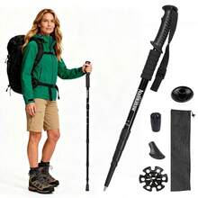 1 baston de trekking durabil și reglabil, cu mecanism intern de blocare prin răsucire și design ergonomic. Acest baston de drumeție unisex include o geantă de depozitare și accesorii multiteren. - Multicolor - Vizualizare 2