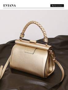 2025新款时尚波士顿立方体包，轻盈奢华优雅拼布编织枕头手提包，高端纯色女包，百搭单肩斜挎包 - 彩色 - 查看 2