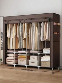 HOUSHELIF 1pc Rental Party Delight! Trending Fabric Wardrobe, Large Size For Hanging And Folding, Steel Pipe Reinforcement For Extra Stability, Low-Cost Bedroom Storage Upgrade, Absolutely Amazing, Portable Closets - Multicolor - View 6