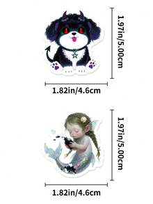 56PCS Absurd Fairy Tales Stickers, Crying Little Bear Mermaid Vinyl Waterproof Stickers For Water Bottles, Laptops, Scrapbooks, Skateboards, Creative Sticker Pack For Teens & Adults - Multicolor - View 5
