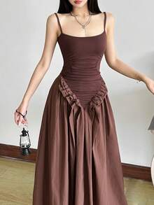 Váy xòe nhún bèo không tay Dazzle dành cho nữ - màu nâu - Xem 3