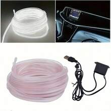 USB Plug-In Ambient Lighting Strip For Car Interiors - Universal Automotive Interior Lighting Strip - Various Neon Cool Light Car Decorations - No Batteries Required - Practical And Beautiful - White - View 9