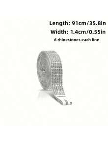 1 Roll, 91cm,Multiple Sizes DIY White Rhinestone Ribbon Sparkling Embellishments, Artwork, Automotive, Festive, Party Decorations. - Multicolor - View 14