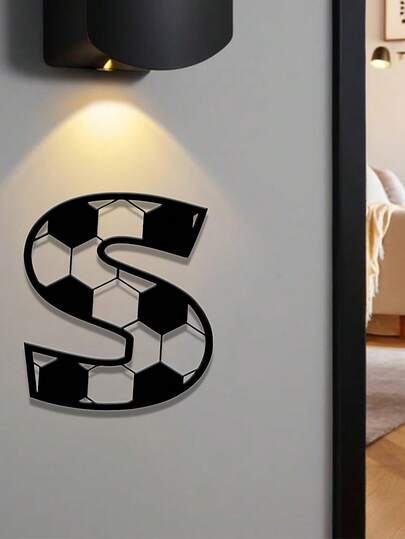 1 件经典足球金属墙饰，数字和字母组合，耐用高品质金属足球主题装饰，适用于家庭、办公室、卧室、客厅、花园，是体育爱好者的理想礼物，现代个性化入口装饰，乔迁、生日、节日礼物