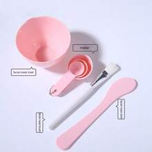 Set de 6 piezas de herramientas para el cuidado de mascarillas faciales, incluye tazón para mascarilla, paleta, raspador, cepillo de silicona, borla, para lavarse la cara, bañarse, yoga, correr