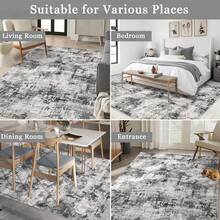 Techigher Abstract Runner Rug, Modern Abstract Floor Carpet, Washable Non Slip Low Pile Kitchen Printed Runner For Hall Kitchen Bedroom - Grey - View 7