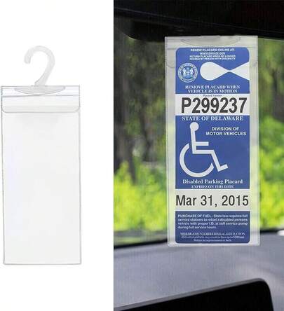 Car Handicap Placard Holder, Ultra Transparent Disabled Parking Permit Protective Cover, DisabiHandicap Placard Holder, Ultra Transparent Parking Permit Protective Cover, Disability Parking Placard Protector With Large Plastic Hanger, Car Accessorieslity Parking Placard Protector With Large Plastic Hanger, Car Accessories