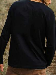 GRDR 男士秋冬新款简约圆领长袖T恤 - 黑色 - 查看 2