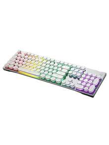 HP K500Y Mechanical Keyboard: True Mechanical Feel Switches, Full N-Key Rollover, Adjustable Backlighting, Multi-Device Compatibility, Suitable For Gaming, White Mixed Backlighting [Round Cap]. - White Mixed Light [round Cap] - View 2