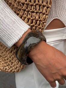 厚实亚克力管状手镯 彩色树脂手镯 女士复古彩色圆形手镯饰品 - 彩色 - 查看 5