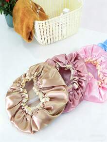 1pc/2pcs Women Shower Cap, Waterproof Thickened Double-Layer Bathing Cap, Suitable For Face Washing And Bathing, Anti-Oil Smoke And Dust, Universal Adult Shower Cap