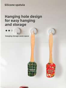 New Christmas Tree Silicone Scraper With Wooden Handle, Cream Spatula, Christmas Scraper, Butter Mixer, Baking Scraper Tool - Multicolor - View 11