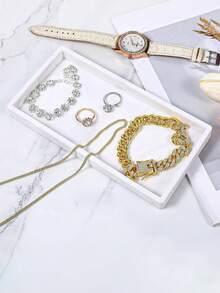 高级硅胶浴室梳妆台托盘 - 长方形台面收纳架，化妆品展示托盘，适合存放洗漱用品、珠宝、香水、蜡烛、手表等。 - 采用优质、耐用、易于清洁的材料制成。 - 彩色 - 查看 3