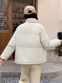 Women Winter Coats - Beige - View 6