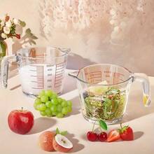 Large Capacity Milliliter & Gram Measuring Cup, Ergonomic Handle Kitchen Liquid Measuring Cup, Precise Markings, Multifunctional Baking & Cooking Measuring Cup, Heat-Resistant Glass, Microwave/Oven , Essential Kitchen Tool - Transparent - View 1