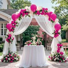 28/52 globos de color rosa intenso con lazo de cinta negra, vibrantes y románticos, perfectos para el Día de San Valentín, bodas, cumpleaños, compromisos, graduaciones, baby showers y eventos interiores o exteriores, ideales para arcos de globos, decoración de mesas o como telón de fondo elegante para fiestas - Rosa oscuro - Ver 5