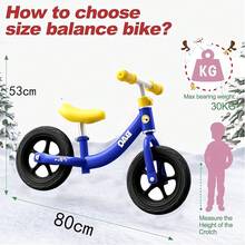 Bicicleta de Equilibrio para Niños,Bici sin Pedales de Aprendizaje con Asiento PE Ajustable y Manillar,de Entrenamiento,Juguetes de Bicicleta de Equilibrio para Niños de 2 a 6 Años de Edad,para Niños - Azul - Ver 4