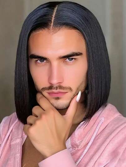 Energetic Bob Haircut Wig, Middle Part - Short, Straight, Heat Resistant Synthetic Wig Suitable For Beginners - Perfect For Men, Women, Music Festivals, Everyday Wear And Costume Parties