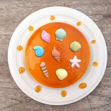 1Pack Seashell Silicone Mold Fondant Candy, Marine Theme Cake Silicone Mold, Seashell Conch Starfish Baking Molds Beach Theme Cake Decoration Chocolate Candy Polymer Clay Making, Blue - 灰色的 - 查看 7